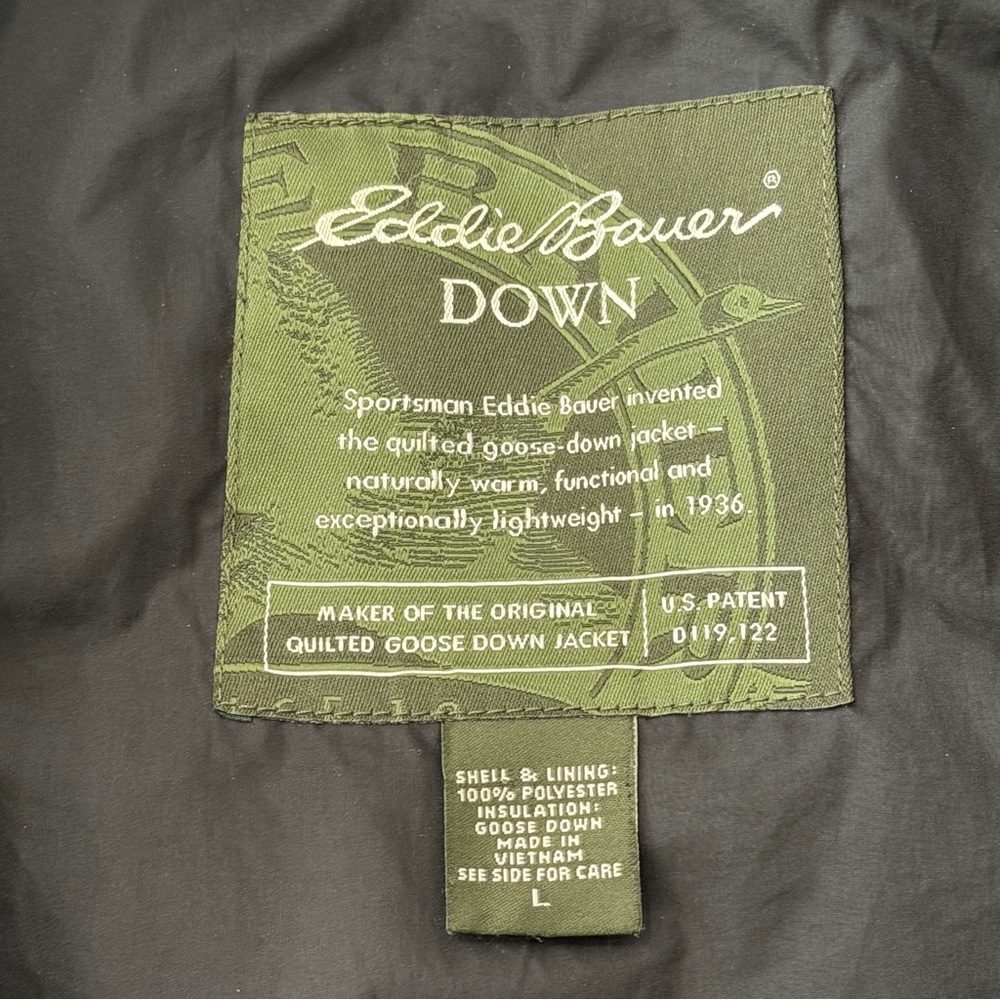 Eddie Bauer Black Vest Women Large Goose Down Quilted  Zip Puffer Style 4571 - Picture 3 of 15